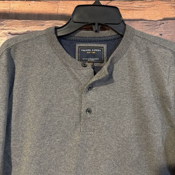 Nickel & Iron NY Men's M Gray Long Sleeve Henley Shirt Cotton Blend Casual Top - Picture 2 of 7